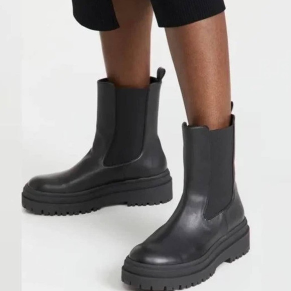 Good American Chelsea Lug Sole Combat Boots In Black Size 13 New
